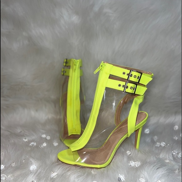 Mindy Lime Lucite Peep Toe Cut Out Boot - Picture 4 of 4